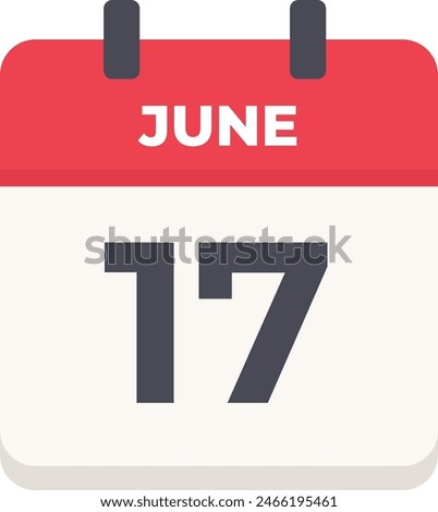 June 17 - Daily Calendar Icon in flat design style