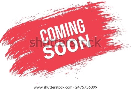 White coming soon text promotional banner design with red background
