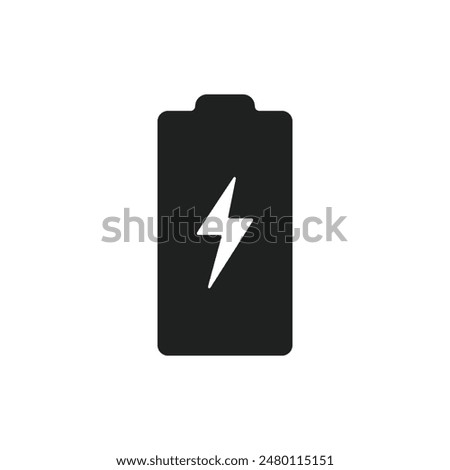 Black battery charging icon on white background.