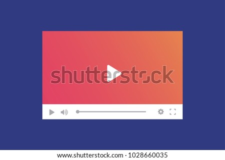 Modern video player interface template for web and mobile apps. Vector illustration on blue background.