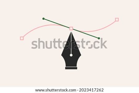 Pen tool cursor. Design icon. The curve control points. Vector computer graphics. 