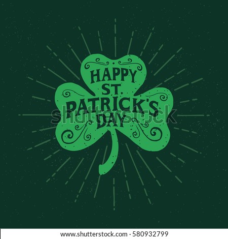 St. Patrick's Day. Retro Style Emblems leaf clover. Typography. Vector illustration. Stok fotoğraf © 