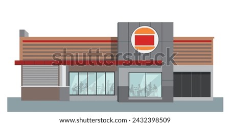 Icon red mcd burger king store art modern element map road sign symbol logo famous identity city style shop urban 3d flat building street isolated white background design vector template illustration