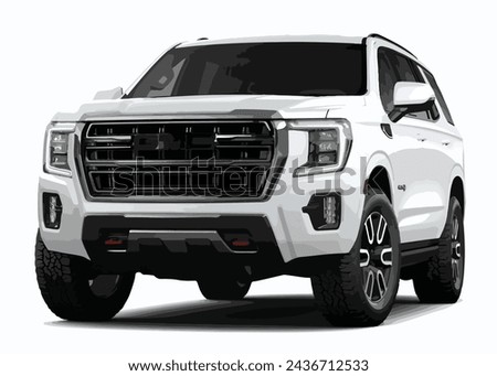 huge Black SUV Offroad 3d 4x4 car Big large Modern off road world vehicles United States America USA Gmc yukon art design vector isolated white icon sign symbol police
