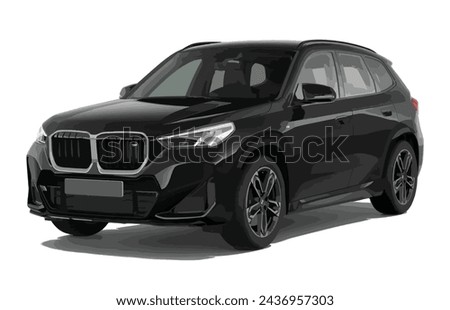 Luxury premium realistic suv sport auto black white elegant new 3d car urban electric x1 x5 x7 x8 x6 power style model lifestyle front work modern art design vector template isolated 4x4
