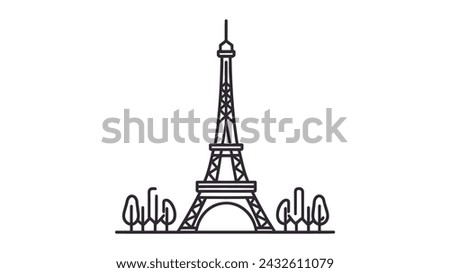 Eiffel Tower Landmarks Vector Icon Illustration on white background