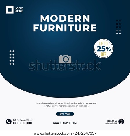 Creative vector graphics design ad template for furniture brands. Layout post for social media  websites like Facebook, Instagram, twitter etc. Discount sale offer photo placing space square design.