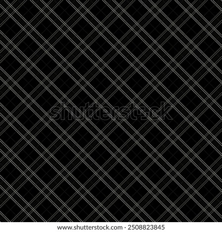  Abstract plaid seamless pattern in Black and white. Vector checkered pattern Tartan, textured seamless gingham for  cloth, flannel shirts, duvet covers, fabric or other autumn winter textile print. 