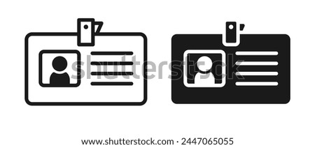 Id card vector icon. Driver's license. Membership or client personal identification sign. Employee or staff identity passport. Badge illustration isolated. Line and filled icon.