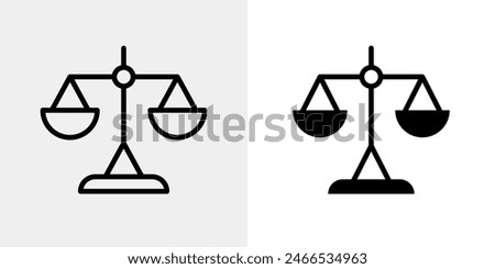 Scales icon. Law and justice symbol. Judgement sign. Equality vector illustration isolated.