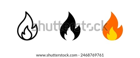 Fire flame icon. Burning symbol. Fireball sign. Energy illustration isolated.