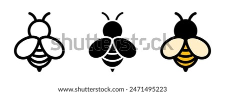 Bee icon. Bumblebee pictogram. Honey bee vector illustration. Honeycomb hive symbol. Insect sign isolated.