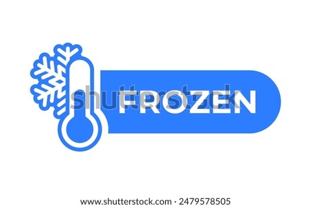 Frozen blue icon. Chilled product label. Thermometer symbol. Low temperature banner. Freezer sign. Keep in refrigerator vector illustration isolated.