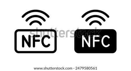 NFC icon. Contactless payment symbol. Wireless NFC payment vector illustration. Credit card contactless technology. Wireless terminal transaction pictogram. Cashless pay sign isolated.