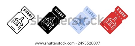 Air ticket icon. Boarding pass symbol. Plane flight ticket vector illustration. Airline pass sign. Travel by plane pictogram isolated.