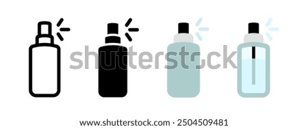 Spray bottle icon. Aerosol spray can vector illustration. Men's perfume, deodorant or lotion symbol. Graffiti paint sign. Transparent glass cylinder spray bottle isolated pictogram.