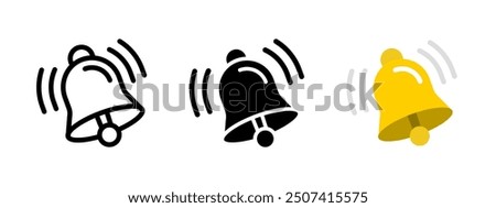 Ringing bell icon. Ring of the school bell vector illustration. Alarm symbol. Alert call sign. Notification pictogram. Doorbell isolated concept.