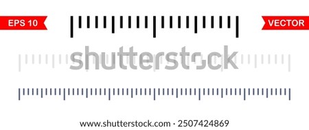 Ruler marking template vector illustration. Horizontal measure unit indicator icon. Centimeter or inch straight gradation metric. Length measurement ruler graph. Line precision geometric equipment.