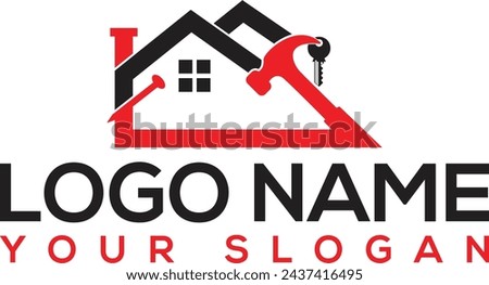 New Vector home repair, roofing, painting, construction, handyman, remodeling logo design 