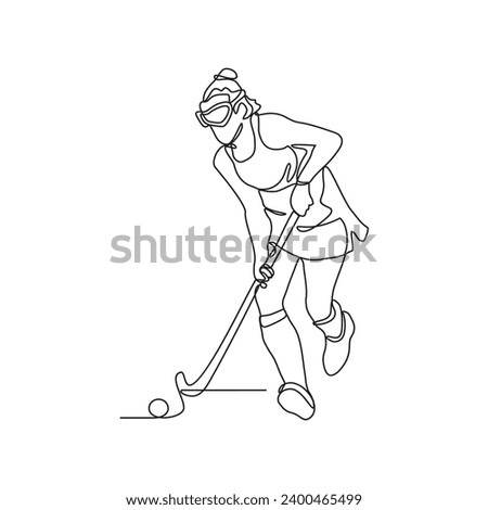 One continuous line drawing of an exciting hockey match with thousands of spectators vector illustration. Hockey design illustration simple linear style vector concept. Sports design illustration.