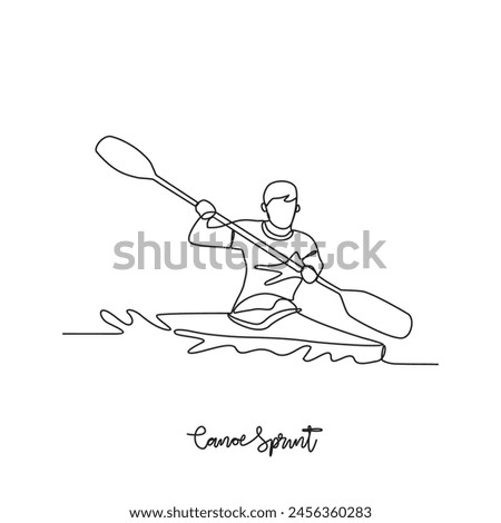 One continuous line drawing of 
Canoe Sprint sports vector illustration. Canoe Sprint sports design in simple linear continuous style vector concept. Sports themes design for your asset design.