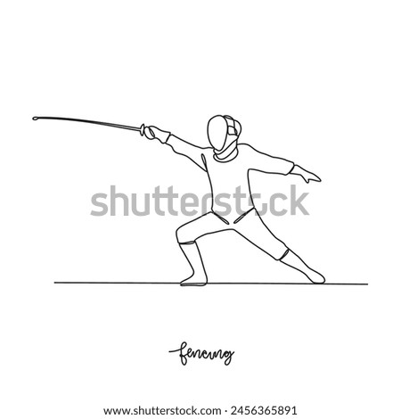 One continuous line drawing of Fencing sports vector illustration. Fencing sports design in simple linear continuous style vector concept. Sports themes design for your asset design illustration.