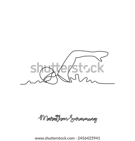 One continuous line drawing of Marathon Swimming sports vector illustration. Marathon Swimming sport design in simple linear continuous style vector concept. Sports themes design for your asset design