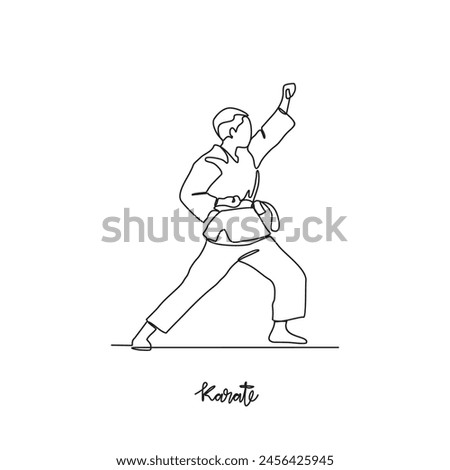 One continuous line drawing of Karate sports vector illustration. Karate sports design in simple linear continuous style vector concept. Sports themes design for your asset design illustration.