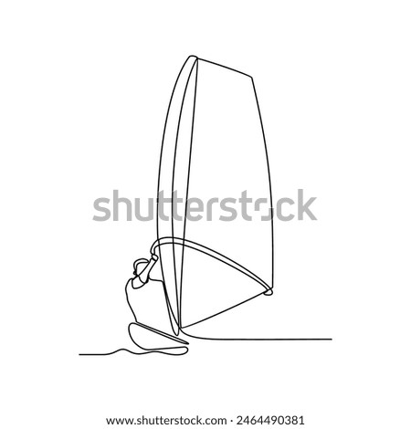 One continuous line drawing of Sailing sport vector illustration. sailing design in simple linear continuous style vector concept. Sports themes design for your asset vector design illustration.