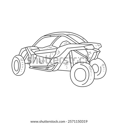 Off-Road Beast: A Minimalist Line Drawing Vector Design Capturing the Raw Power and Rugged Engineering of a off-road vehicle, Featuring Aggressive Suspension Lift, Oversized All-Terrain Tires. 