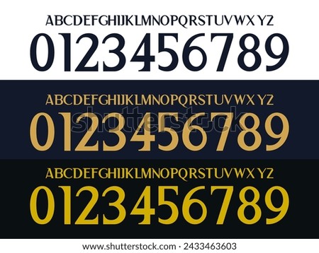 font vector team 2023 - 2024 kit sport style font. real madrid font. sports style letters and numbers for soccer team
