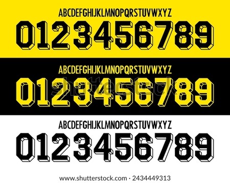 Borussia Dortmund font vector team 2022-2023 kit sport style font. football style font with lines. bvb and bundesliga. Sports style letters and numbers for soccer team. retro font soccer
