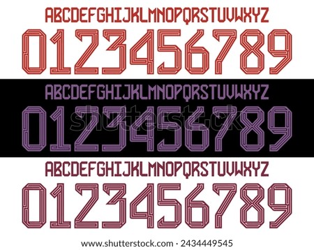 Bayern Munchen font vector team 2022-2023 kit sport style font. football style font with lines. bundesliga. Sports style letters and numbers for soccer team. 
