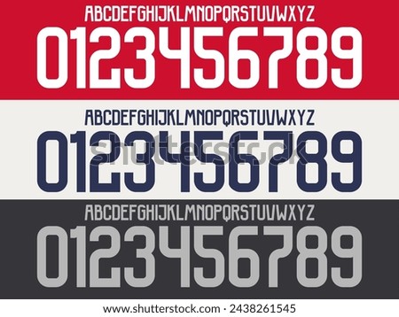 font vector team 2023 - 24 kit sport style font. football style font with lines and points inside. Ajax font. sports style letters and numbers for soccer team. 