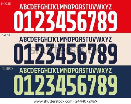 font vector team 2023 - 24 kit sport style font. football style font with lines and points inside. PSV EINDHOVEN font. sports style letters and numbers for soccer team.