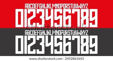 font vector team 2023 - 2024 kit sport style font. Benfica football style font. sports style letters and numbers for soccer team