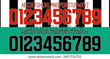 font vector team 2023 - 2024 kit sport style font. newcastle united football style font.  sports style letters and numbers for soccer team. turkey