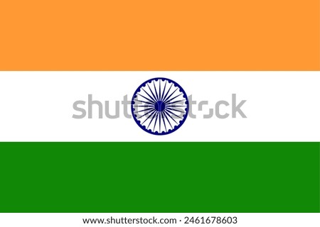 The flag of India. Flag icon. Standard color. Vector illustration.