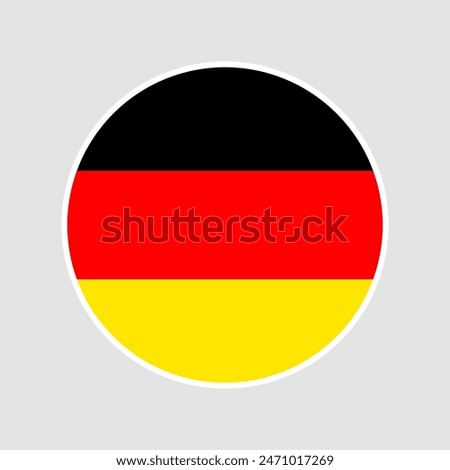 The flag of Germany. Flag icon. Standard color. Round flag. Computer illustration. Digital illustration. Vector illustration.