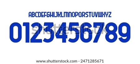 team vector font 2023- 2024 sports style font kit. Inter milan font. sports style letters and numbers for soccer team on away jersey background.	