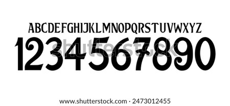 team vector font 2024-25 sports style font kit. Madrid font. sports style letters and numbers for soccer team on home jersey background.