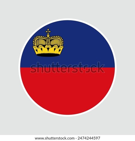 The flag of Liechtenstein. Flag icon. Standard color. Round flag. Computer illustration. Digital illustration. Vector illustration.	