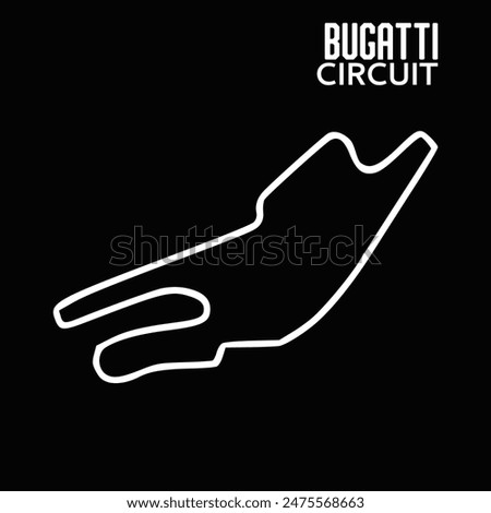 Bugatti circuit for motorsport and autosport. France grand prix race track. Black background	