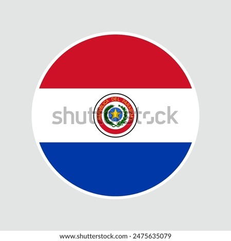 The flag of Paraguay. Flag icon. Standard color. Round flag. Computer illustration. Digital illustration. Vector illustration.	