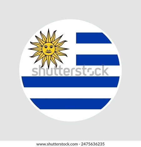 The flag of Uruguay. Flag icon. Standard color. Round flag. Computer illustration. Digital illustration. Vector illustration.	