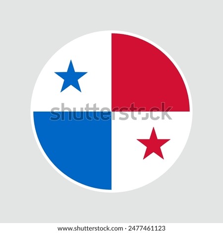 The flag of Panama. Flag icon. Standard color. Round flag. Computer illustration. Digital illustration. Vector illustration.	