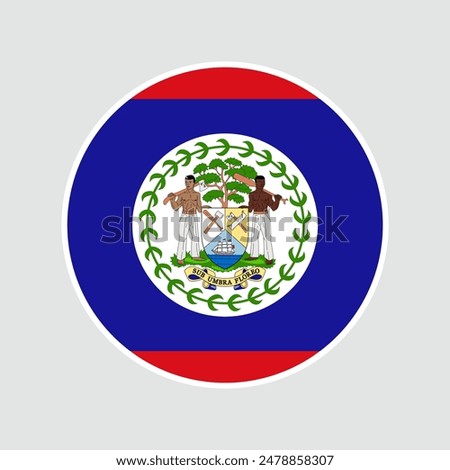 Belize flag round icon, badge or button.  Vector illustration.