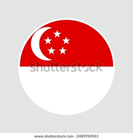 The flag of Singapore. Flag icon. Standard color. Round flag. Computer illustration. Digital illustration. Vector illustration.	