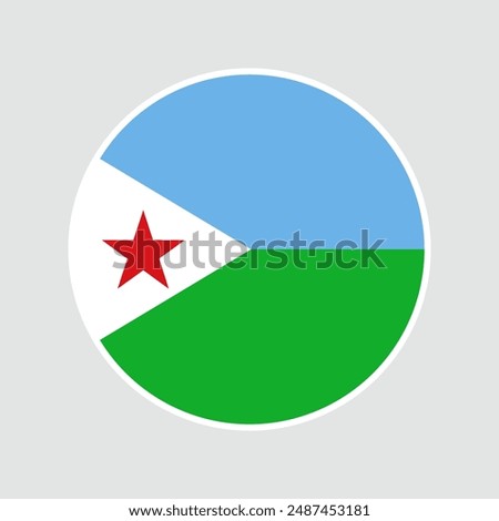 The flag of Djibouti. Flag icon. Standard color. Round flag. Computer illustration. Digital illustration. Vector illustration.	