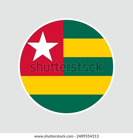 The flag of Togo. Flag icon. Standard color. Round flag. Computer illustration. Vector illustration.	